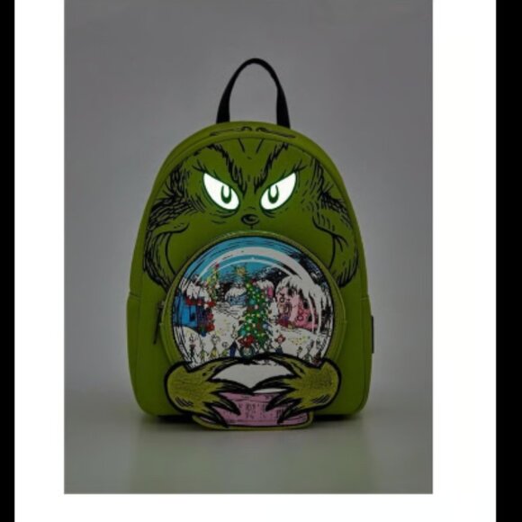 Loungefly The Grinch Stole Christmas Snow Globe Glow In The Dark Mini NWT - Picture 2 of 6